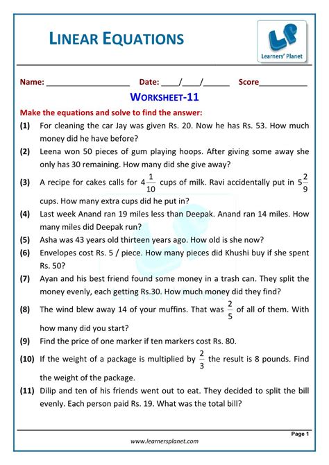 Download PDF. . Linear word problems worksheet